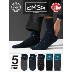 Носки Omsa, комплект, 5 пар, размер 42-44 (27-29), синий, черный