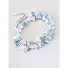 Колье ENJOY Украшения из камней, аквамарин, розовый кварц, длина 45 см, голубой/розовый