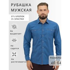 Рубашка , размер 10XL, синий/голубой Bosman Big