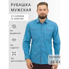Рубашка , размер 6XL, синий/фиолетовый Bosman Big