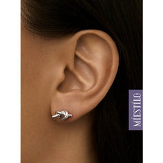 Серьги пусеты MIESTILO, серебро, 925 проба, родирование, длина 1.4 см, , серебристый