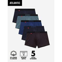 Трусы Atlantic Solid, комплект из 5 шт., размер M, коричневый, синий, голубой, серый