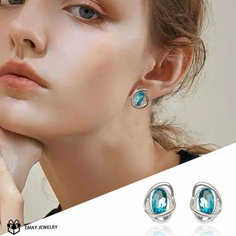 Серьги Emay, искусственный камень, синий