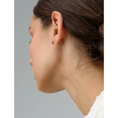 Серьги пусеты Zlato, красное золото, 585 проба, родирование, фианит, гранат, размер 7 мм, длина 1.5 см, , красный