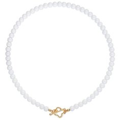Бусы Strekoza Collection, агат, длина 40 см, белый