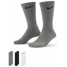 Носки NIKE M Everyday Lightweight Crew Sock 3 P, комплект, 3 пары, размер L, белый/серый/черный