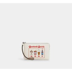 Кошелек Coach, фактура зернистая, белый