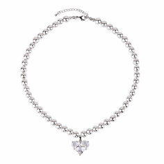 Колье Hola Jewelry, гематит, фианит, длина 40 см, серебристый