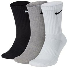 Носки NIKE M Everyday Lightweight Crew Sock 3 P, комплект, 3 пары, размер M, белый/серый/черный