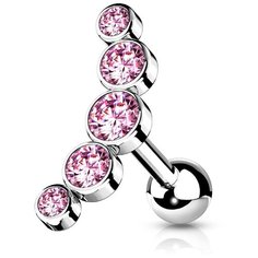 Серьги одиночные Spikes, искусственный камень, фианит, размер 6 мм, розовый