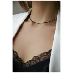 Чокер BLV Jewerly, шпинель, длина 38 см, черный/золотой