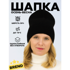 Шапка бини LanaCaps Касандра, размер 56-58, черный