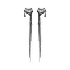 Серьги caviar jewellery, нанокристалл, фианит, размер 85 мм, черный