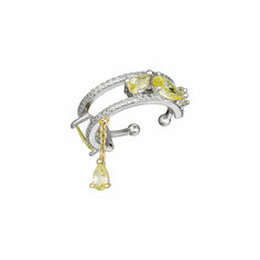 Серьги каффы caviar jewellery, фианит, размер 15 мм, серебристый