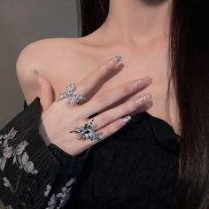 Кольцо-кулон, серебристый/черный монинг