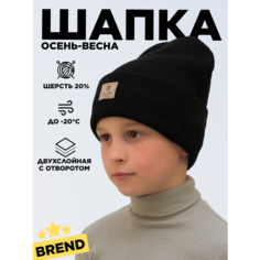 Шапка бини LanaCaps Магда, размер 54-56, черный..