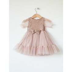 Платье TRENDYCO Kids вечерняя мода, 8 марта, Новый год, НГ, размер 122, какао