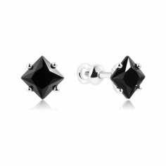 Серьги пусеты VALTERA, серебро, 925 проба, родирование, фианит, , серебристый
