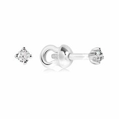 Серьги пусеты VALTERA, серебро, 925 проба, родирование, фианит, , серебристый