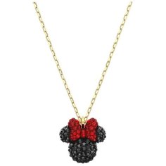 Колье SWAROVSKI, кристаллы Swarovski, длина 38 см, черный, золотой, красный