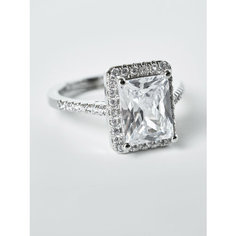 Кольцо Shine & Beauty, кристаллы Swarovski, безразмерное, ширина 15 мм, серебряный