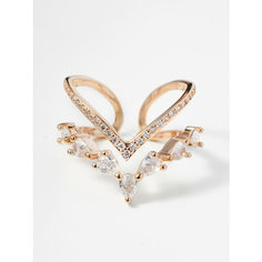 Кольцо Shine & Beauty, кристаллы Swarovski, безразмерное, ширина 10 мм, золотой