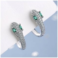 Серьги конго, фианит, размер 19 мм, серебряный Kiss Buty