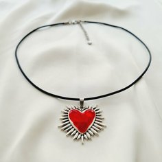 Колье ET VENTES, длина 52 см, красный/серебристый