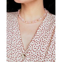 Чокер ENJOY Украшения из камней, кварц, длина 45 см, розовый/золотистый