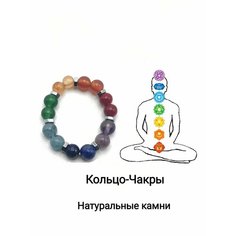 Кольцо HRUSTALEK, хризопраз, яшма, аквамарин, лазурит, аметист, сердолик, кварц, размер 22, мультиколор