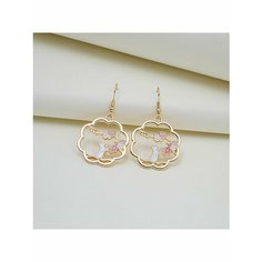 Серьги, белый, золотой, розовый Без бренда