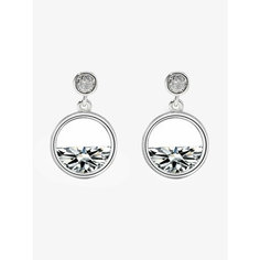 Серьги с подвесками Shine & Beauty, кристаллы Swarovski, размер 15 мм, серебряный