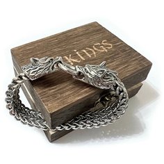 Браслет, размер 19 см, серебристый Vikings