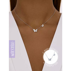 Колье MIESTILO, серебро, 925 проба, родирование, фианит, длина 45 см., серебристый
