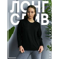 Лонгслив Женский стиль, размер 4XL/185 - 54-56, , черный Am Me