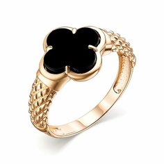 Кольцо Diamant online, красное золото, 585 проба, оникс, размер 19, черный