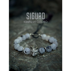 Браслет-нить SIGURD, кварц, 1 шт., размер 19 см, черный/белый