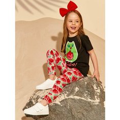 Легинсы Juno, размер 128, розовый, зеленый