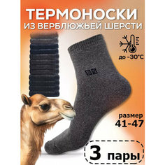 Носки Береза, комплект, 3 пары, размер 41-47, серый