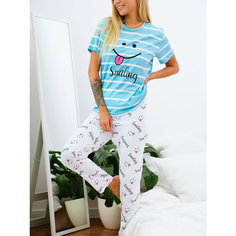 Пижама Ohana market, размер 46, голубой