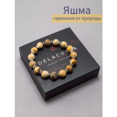 Браслет DELACOSTA, яшма, гематит, 1 шт., размер 19 см, размер L, коричневый