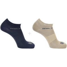 Носки Salomon FESTIVAL 2-PACK, комплект, 2 пары, размер S, синий/бежевый