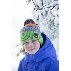 Шапка бини ARTEL, размер 56, черный, зеленый, оранжевый, серый Артель