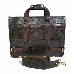 Портфель Black Buffalo Bags, фактура под рептилию, коричневый 2