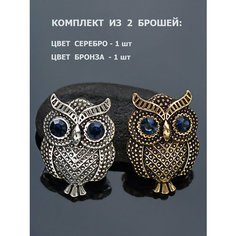 Брошь, стразы, золотой, серебряный Petro Jewelry