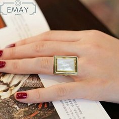 Кольцо Emay, гелиотис, перламутр, размер 18, зеленый, белый, золотой