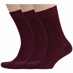 Носки RuSocks, комплект, 3 пары, размер 25, рис. 03, темно-бордовый