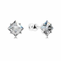 Серьги пусеты VALTERA, серебро, 925 проба, фианит, , серебристый