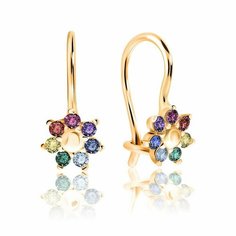 Серьги VALTERA, серебро, 925 проба, фианит, размер 13 мм, длина 1.3 см, , золотой