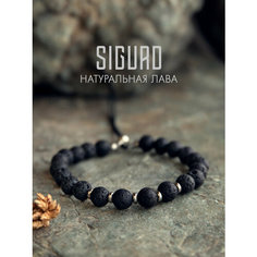 Браслет-нить SIGURD, вулканическая лава, 1 шт., размер 19 см, черный